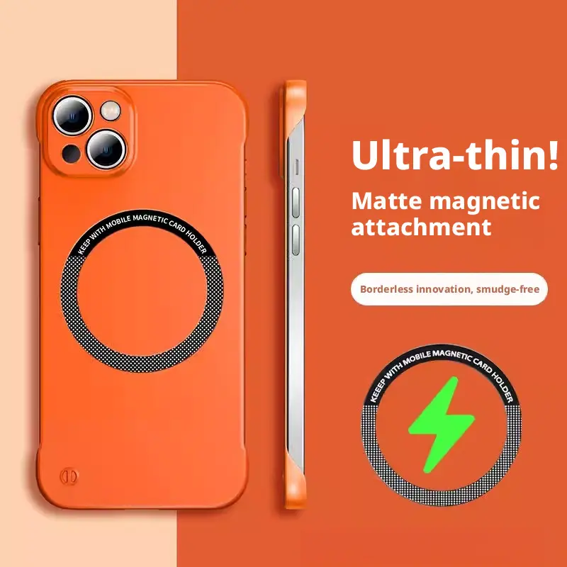 Frosted Borderless MagSafe Magnetic Cellphone Case, Ultra-Thin Lightweight Shockproof Polycarbonate Casing, Wireless Tech Accessory for Device Protection