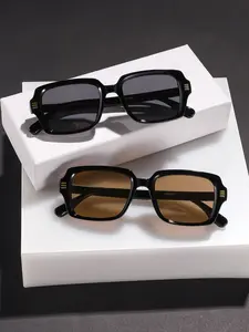 2 Pieces Men's Acrylic Square Frame Fashion Trendy Styling Sunglasses, UV 100 Protection for Beach and Daily Use, Casual Style for All Seasons