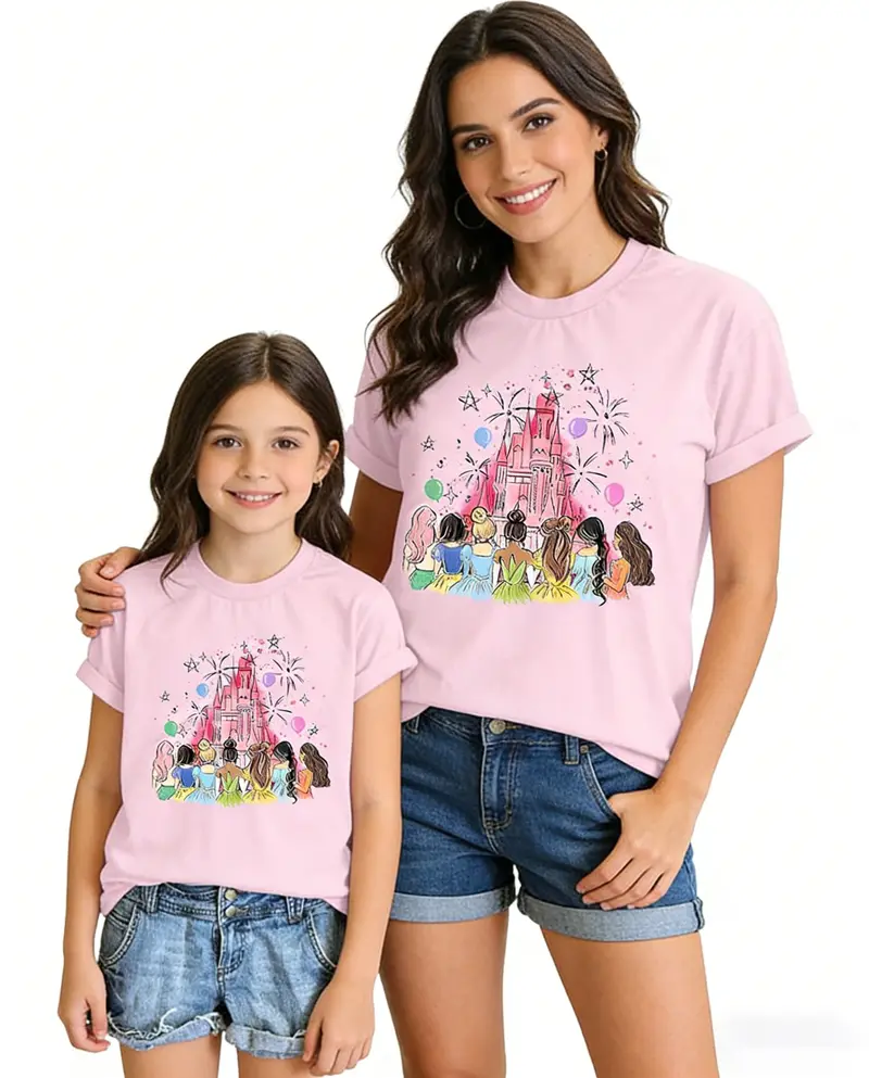 Maglietta Donna Con Castello Magico – T-shirt Estiva In Misto Cotone, Girocollo, Stampa Fantasia, Blu, Taglia M - 3