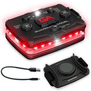 Guardian Angel Elite Series Safety Light - Red Front & Red Rear - Rechargeable, Magnetic, Hands-Free Wearable & Mountable LED Light for Firefighters, First Responders, EMS & Rescue Ops