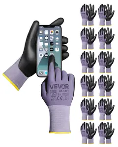 VEVOR Work Gloves, 12 Pairs Mechanic Utility Gloves Touch Screen, Abrasion-Resistant Yard Working Glove, Breathable Nitrile Coated, All Purpose Construction Glove for Men Women Gardening