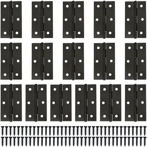 16 count Iron Folding  Hinge Door Hinges Cabinet Drawer  Hinges with Screws (Black)