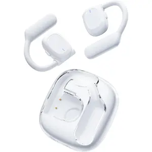 Open Ear Earbuds Bluetooth 5.4 Wireless Headphones 120Hrs Playback Sport Earbuds with Earhooks, Clear Call Air Conduction Headset with Mic Sweatproof Earphones for Running Workout,White