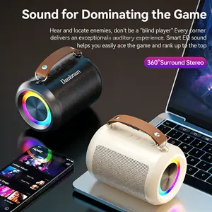 Portable Bluetooth Speaker with 2 Wireless Mics, RGB Lights, 360° Surround Sound, TWS Pairing, Dual Bass Diaphragm, 3 Play Modes for Home KTV, Party, Gaming, Outdoor