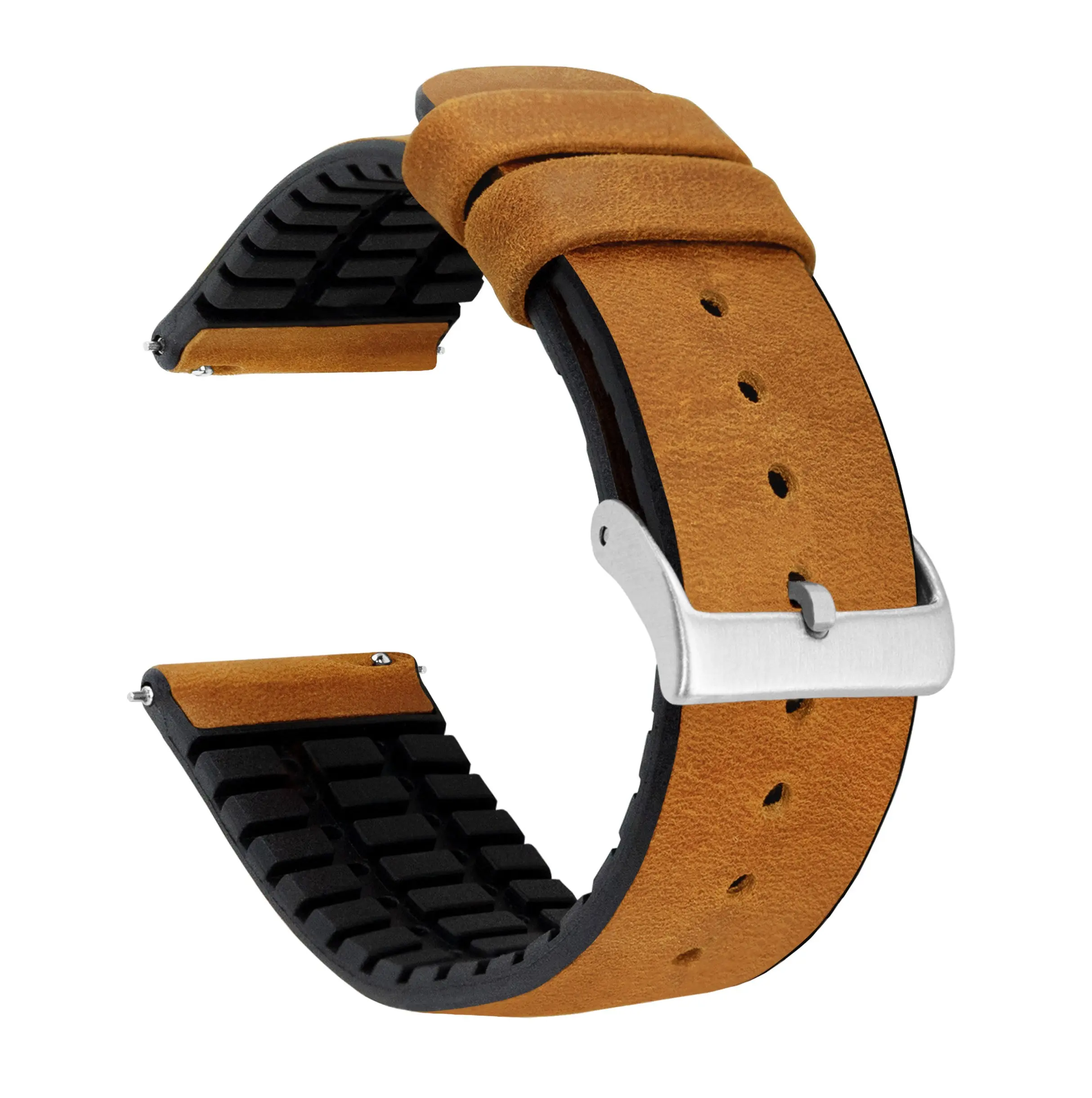 Coros Leather And Rubber Hybrid Cedar Brown Watch Band