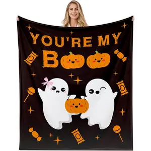 Halloween Basket Halloween Boo Basket Items for Boyfriend Husband Halloween Spooky Basket Stuffers for Women Her Men Him Adults Couple Valentines Boyfriend for Women Men Throw Blanket