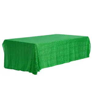 REGALWOVEN 1 Pack Rectangle Tablecloths, Polyester Sequin Table Covers for Dining Room Parties or Dances 47x83inch Green