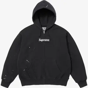Supreme MM6 Maison Margiela Box Logo Zip Up Hooded Sweatshirt Black