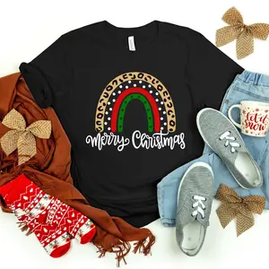 Leopard Merry Christmas Rainbow Rainbow Christmas Family Christmas Merry Christmas Gift Shirt
