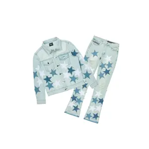 Starlane Light Blue Denim Jacket/Stacked Flare Jean Set