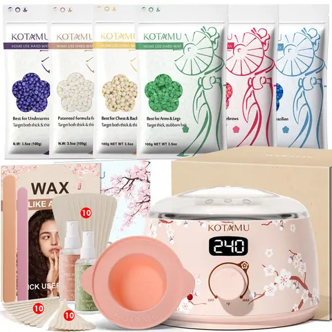 KOTAMU Hard Wax Hair Removal Warmer Kit - Professional Scented Set with Digital Cartridge, 165°F, Gentle for All Skin Types, Smooth, Sensitive-Safe, Brow & Underarm Use, Home Salon Ready for Women