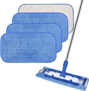 Microfiber Cleaning Cloth Compatible with MR SIGA Professional Microfiber Mop - Professional  Flat Mop Refills - Mop Pads Replacement for Hardwood Cleaning (4 Pack)
