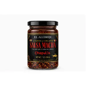 El Alebrije - Salsa Macha with Chapulines – Authentic Mexican Chili Oil with Árbol Chili and Oaxacan Grasshoppers – Hand Made Gourmet Salsa with Toasted Grasshoppers – Mexican Chili Crisp – 7 oz | Imported from Mexico