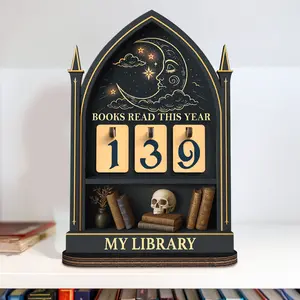 Books Read This Year Counter, Book Reading Counter, Book Lovers Gift, Gothic Books Tracker, Dark Academia Goth Tracker Sign, Bookish Decor Gift, Library Decor, Reading Lover Gift