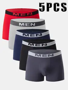 5PCS Random Men's Underwear Briefs Pack, Breathable Comfort Design, Elastic Waistband, Daily Wear Essentials, Men's Innerwear Collection