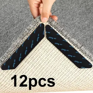 12-Piece Carpet Anti-Slip Grip Pads, Heavy-Duty Non-Skid Fixtures, Reusable & Washable Plastic Anchors for Hardwood Floors, Office, Car, Rvs