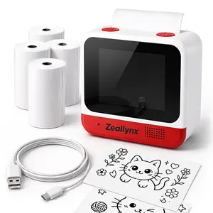 Zeallynx AI Voice Mini Thermal Printer, Ink-Free Color Touch Screen, Kid-Safe Rounded ABS, No App Required on 2.4G WiFi, TF Card & Bluetooth Music, 10 Modes for Journals & All Ages DIY Crafts