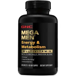 GNC Mega Men Energy & Metabolism Dietary Supplement, Gluten-Free Multivitamin with Antioxidants, Supports Increased Calorie Burning, 180 Count Fitness