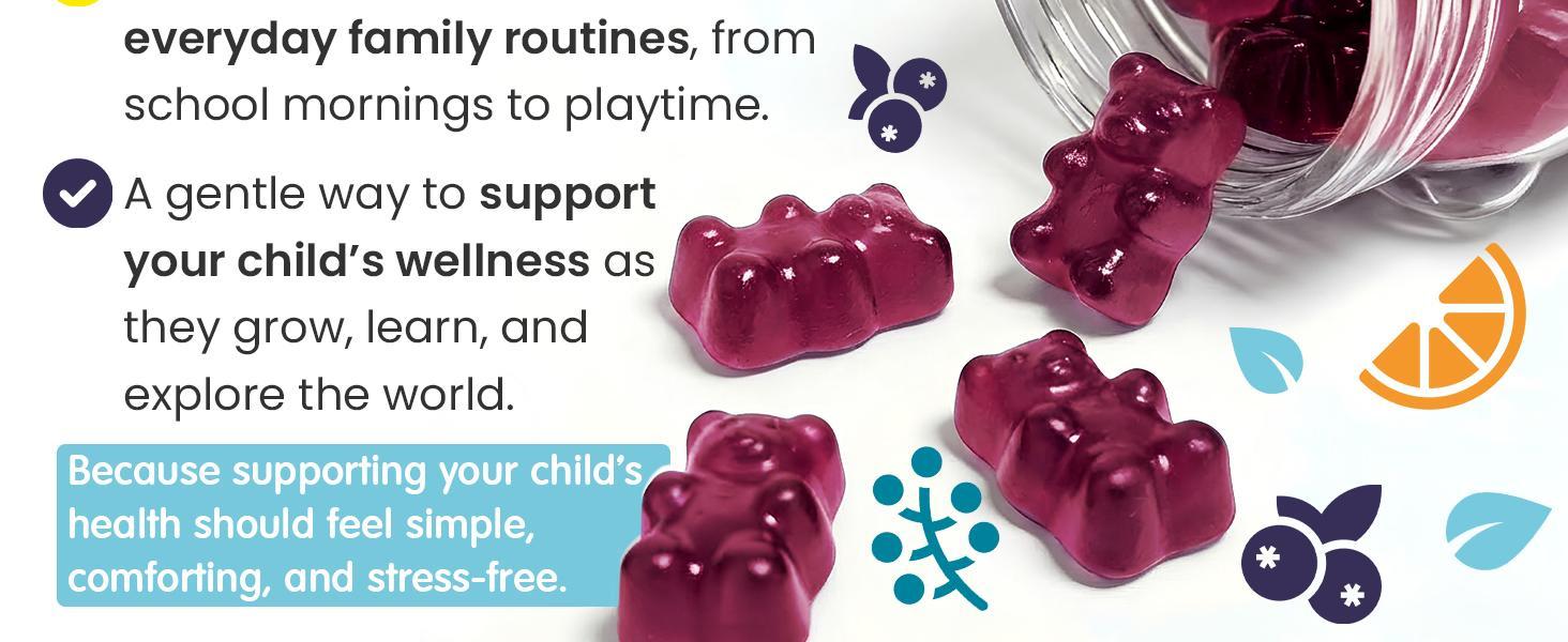 Elderberry Gummies for Kids with Vitamin C & Zinc | Immune Support Supplement for Children | Daily Defense for Seasonal Changes | Natural Antioxidants | 60 Count