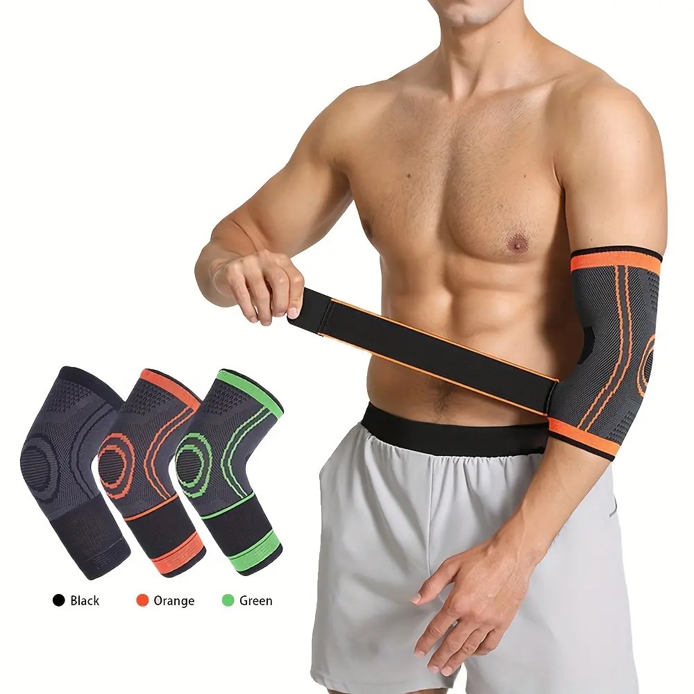 2pcs Adjustable Elbow Support Sleeves for Men & Women - Breathable, Elastic Compression Arm Bands for Cycling, Running, Weightlifting & Strength Training - One Size Fits Most, Sport Arm Sleeves |   Compression Support |   Polyester Fiber Sleeves