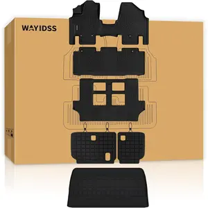 Floor Mats & Trunk Mat for Honda Odyssey 2017 2016 2015 2014 2013 2012 2011 Mini Passenger Van, All Weather TPE Car Floor Liners-1st & 2nd & 3rd Row & Cargo Mat& Backrest mat Full Set