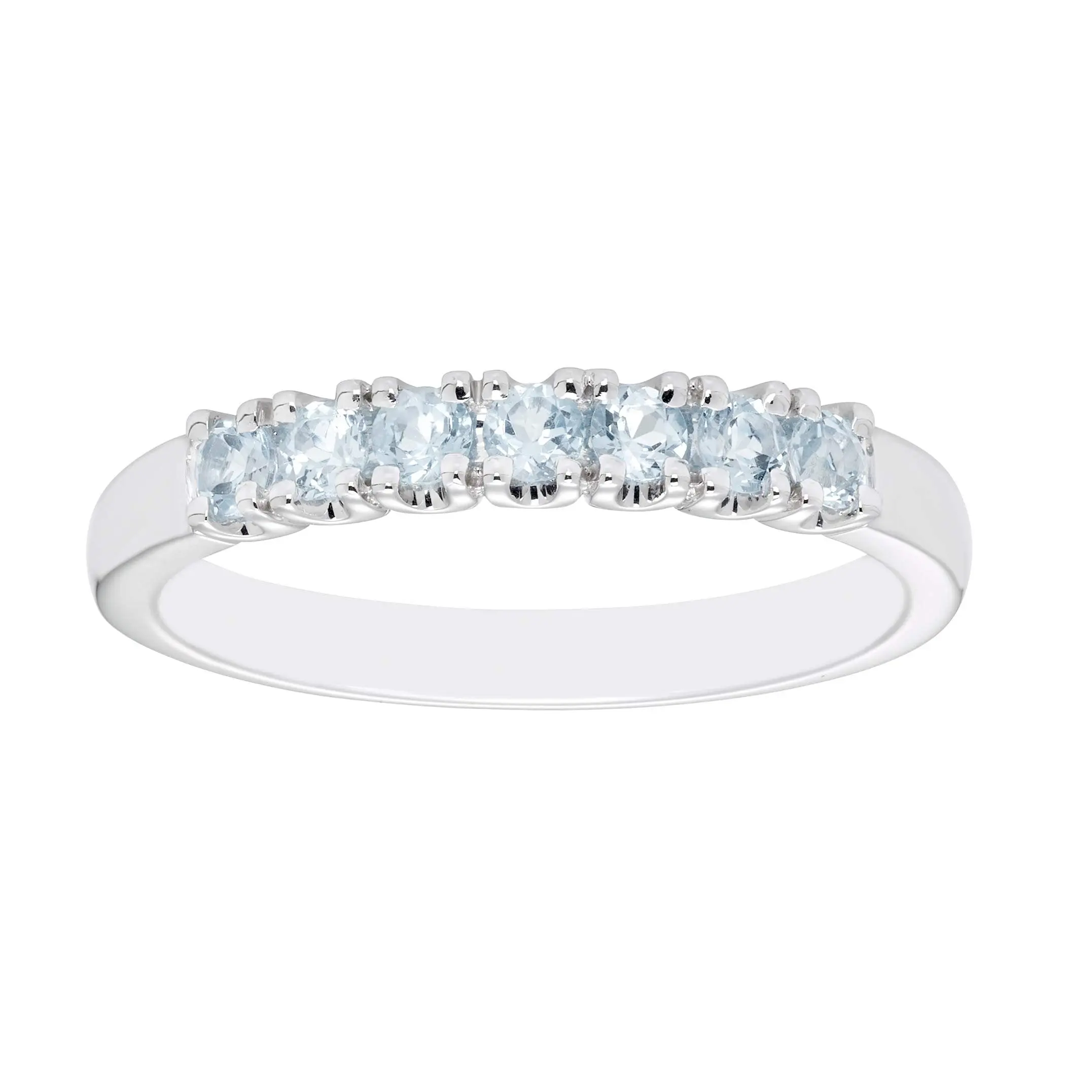 Sterling Silver Genuine Aquamarine 7-Stone Stacking Ring