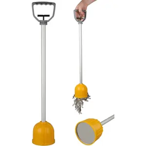 29inch Long Reach Pickup Tool, Bulk Lifter with Quick Release, Yard Pull Sweeper, Manual Swarf Tool with Extended Handle for, Screws, Nut