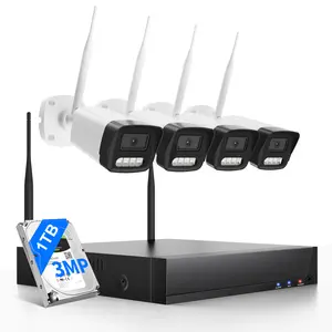 Wireless Security Camera Systems, 10CH WiFi Security Camera System Wireless with 4 3MP Cameras, 2 Way Audio, Night Vision, Motion Detection, Free App, H.265+ Encoding, 1TB HDD for 24/7 Recording（With 1 TB storage hard drive） target  security  cameras cctv