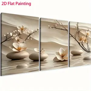 Flower Pattern Canvas Painting, 3-Count Wooden-Framed Canvas Wall Art Set for Home Living Room, Bedroom and Office Décor, Modern Home Decor, Ornaments tiktokshopspringglowup