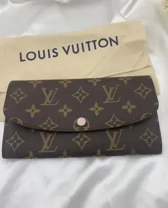 Pre-owned Louis Vuitton LV Emilie Wallet Monogram Pink Button Purple Lining
