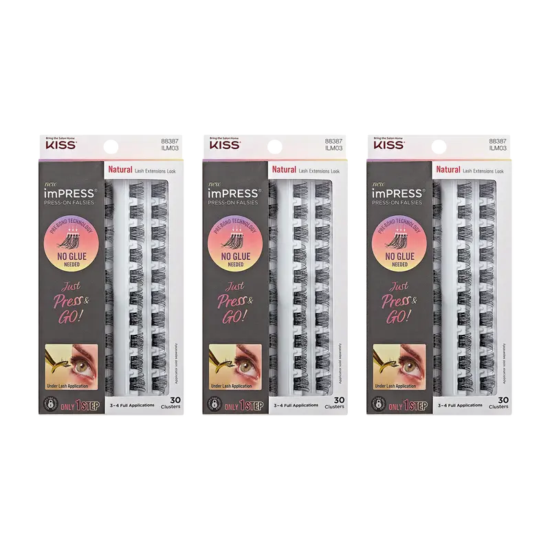 imPRESS Press-On Falsies 3-Pack Natural Clusters Bundle
