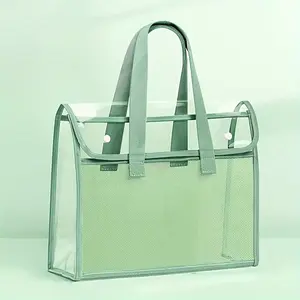 Large Capacity Transparent PVC File Bag, Files Organizer, Multi-Compartment Design for Tablets A4 Paper Stationery, Durable Portable Document Holder