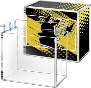 Ultra Thick 8mm+5mm Clear Acrylic Display Case with Strong Metal Magnetic Lid, Storage Box for ETB TCG Cards Action Figures Mini Figures Blind Box Toys Vinyl Figures Model Kits, Stackable for Desk Shelf Bedroom Car Trunk, Great for Hobby Collectors