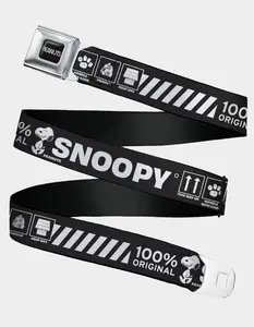 BUCKLE-DOWN Peanuts Snoopy Care Symbols Seatbelt Belt, Black Combo