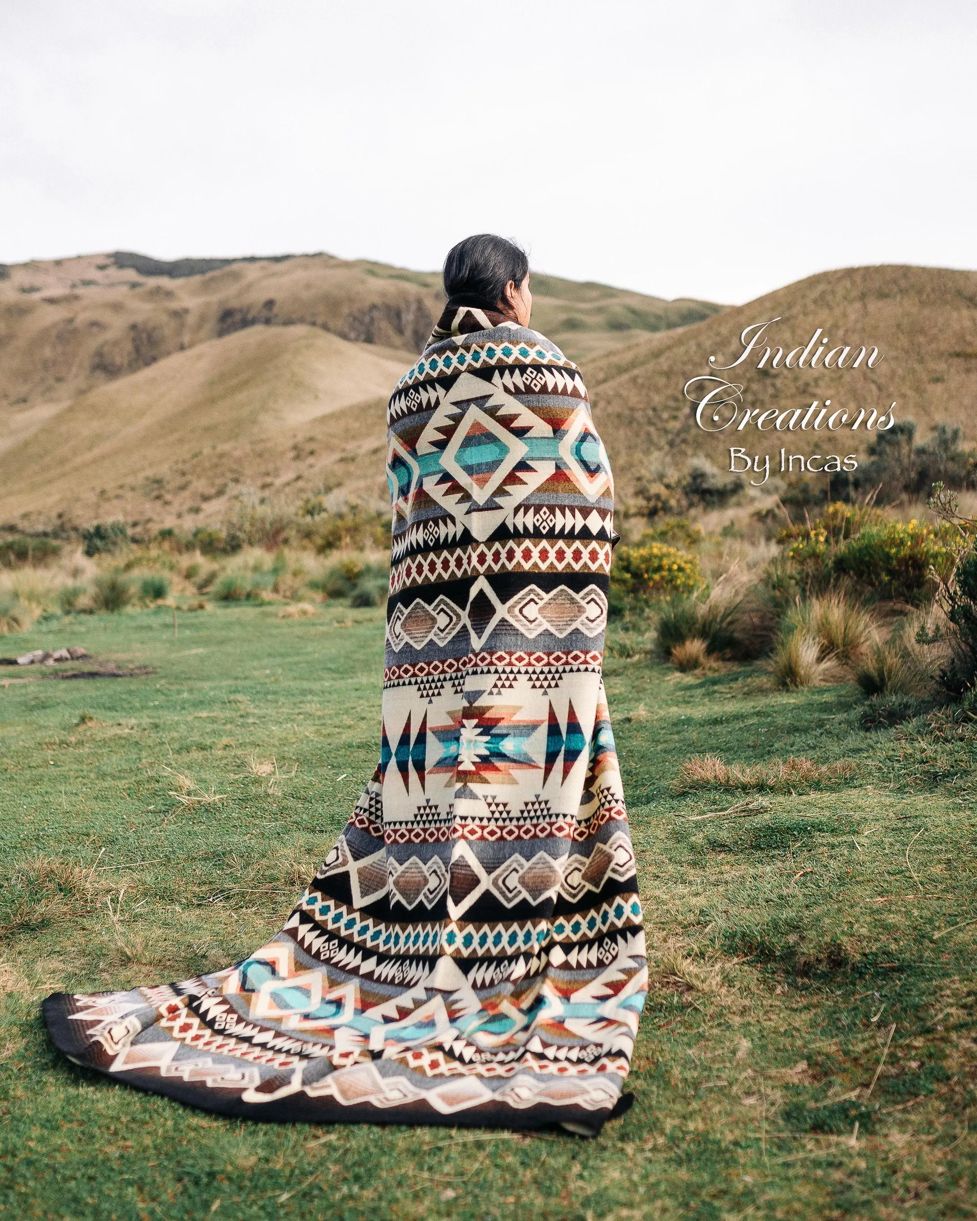 Peace in the Valley Alpaca Blanket Handmade Geometric Design 74x94 Inches Queen Size Warm & Luxurious