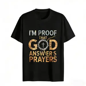 I'm Proof That God Answers Prayers Design Women's Graphic Tee Casual Fashion Style Cotton Material Regular Fit Crew Neck Short Sleeve Religious Inspirational T-Shirt For summer Everyday Wear rachel new outfit