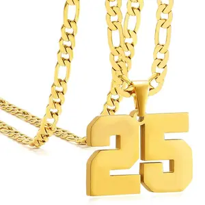Athlete/Men's Sports Number Stainless Steel Necklace Pendant Baseball/Basketball/Football Team Jewelry