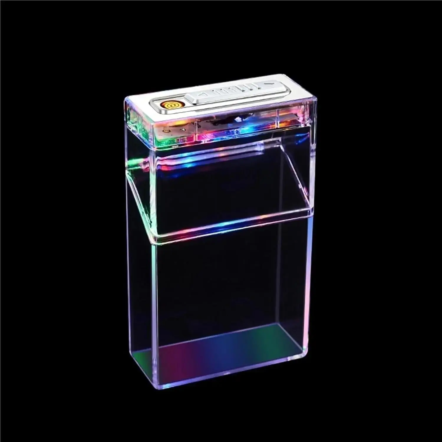 20pcs Regular Size Box Transparent Case with Lighter Tungsten Lighter  Rechargeable Windproof Flameless 2 in 1 Lighter Clear Refillable Lighter Rechargeable Lighters