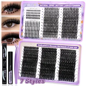 Lash Clusters Kit 30+40+60+80+100D DIY Lash Extension Kit Cluster Lashes Kit+Bottom Lashes+Spikes Eyelash Extensions with Lash Bond and Seal,Lash Remover,Tweezers,Eyelash Bond Glue, Eyelash Extensions Set
