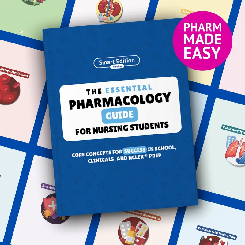 Essential Pharmacology Exam Preparation Book for Nursing Students - Nurse-Authored, Full Color, NCLEX Prep Resource, 14 Body Systems (Body-System Order), Lab Values Tied to Drug Impact, 255 Pages, Learning & Science Book