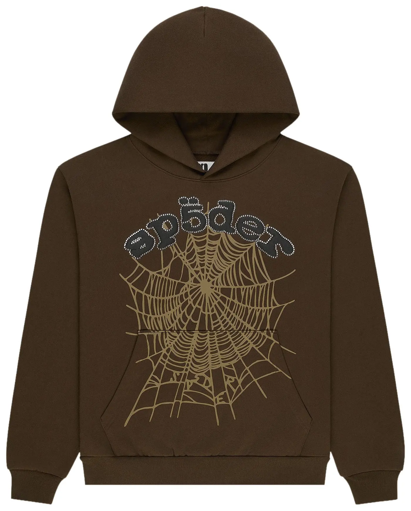 SP5DER OG Web Rhinestone Hoodie Brown