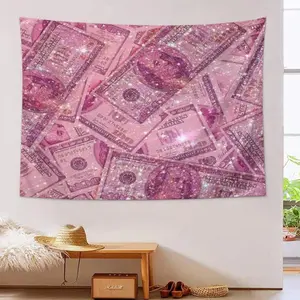Pink Money Tapestry Aesthetic Cute Preppy Banner for Teen Girl Bedroom College Dorm Home Living Room Party Decor 29x37 Inch Gift Hangingroom decor
