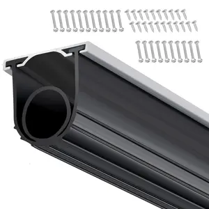 Garage Door Seals Bottom Rubber, U Shape +O Ring Combination Garage Door Weather Stripping with Pre-drilled Aluminum Track Retainer Kit, 5/16 inch T-ends and 3 3/4 inch Width (16 Ft, Black)