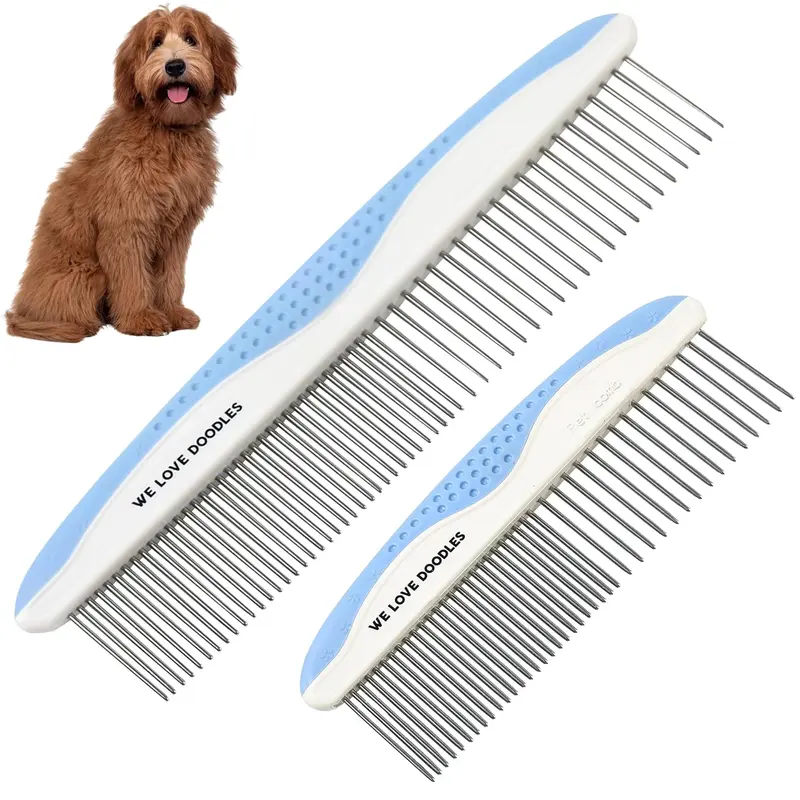 We Love Doves Dog Grooming Comb - Removes Tangles & For Dematting, Metal Comb for Poodles & Goldendoodles, Great for Matted Hair