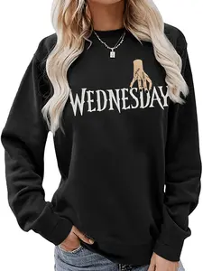 Women'S Wednesday Graphic Sweatshirt - Halloween Movie Inspired Pullover, Soft Everyday Fall Winter Sweater for Women Sweatshirt