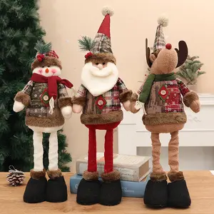 Christmas Plush Stuffed Decorations Santa Reindeer Snowman Statue Leg Sitting Desk Tree Ornament Home Party Fireplace Door Best Gift Indoor Outdoor