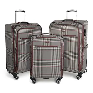New York Xpress Stylish 3-Piece Luggage Set – Durable Houndstooth Design with Expandable Compartments and 360° Spinner Wheels**