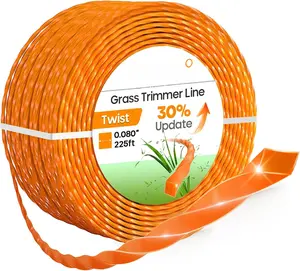 String Trimmer Line .080", 225  Weed Eater String, Twisted Trimmer Line for Universal Replacement, Orange  Nylon String Trimmer Line for Light Grass&Weeds