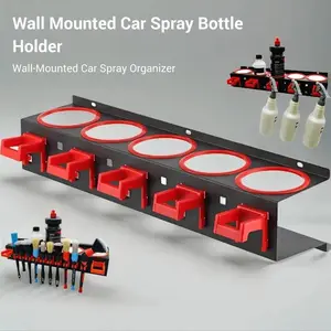 Car Spray Bottle Holder for Summer Gift, Wall Mounted Car Wax Bottle Storage Rack with Hooks, Multifunctional Car Accessories for Car Cleaning Kit, Car Storage Solutions