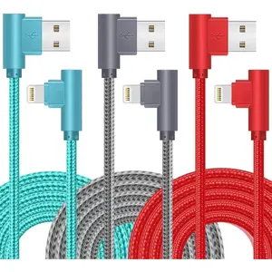 for iPhone Charger Cable Right Angle Lightning Cable 3Pack 90 Degree 6FT Nylon Braid Charging Cord Fast Charging Compatible for iPhone 14/13/12/12pro/11/11pro/XS/MAX/XR/X/8P/8/7P/7/6
